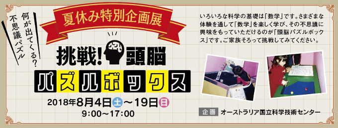 夏休み特別企画展・挑戦!頭脳パズルボックス